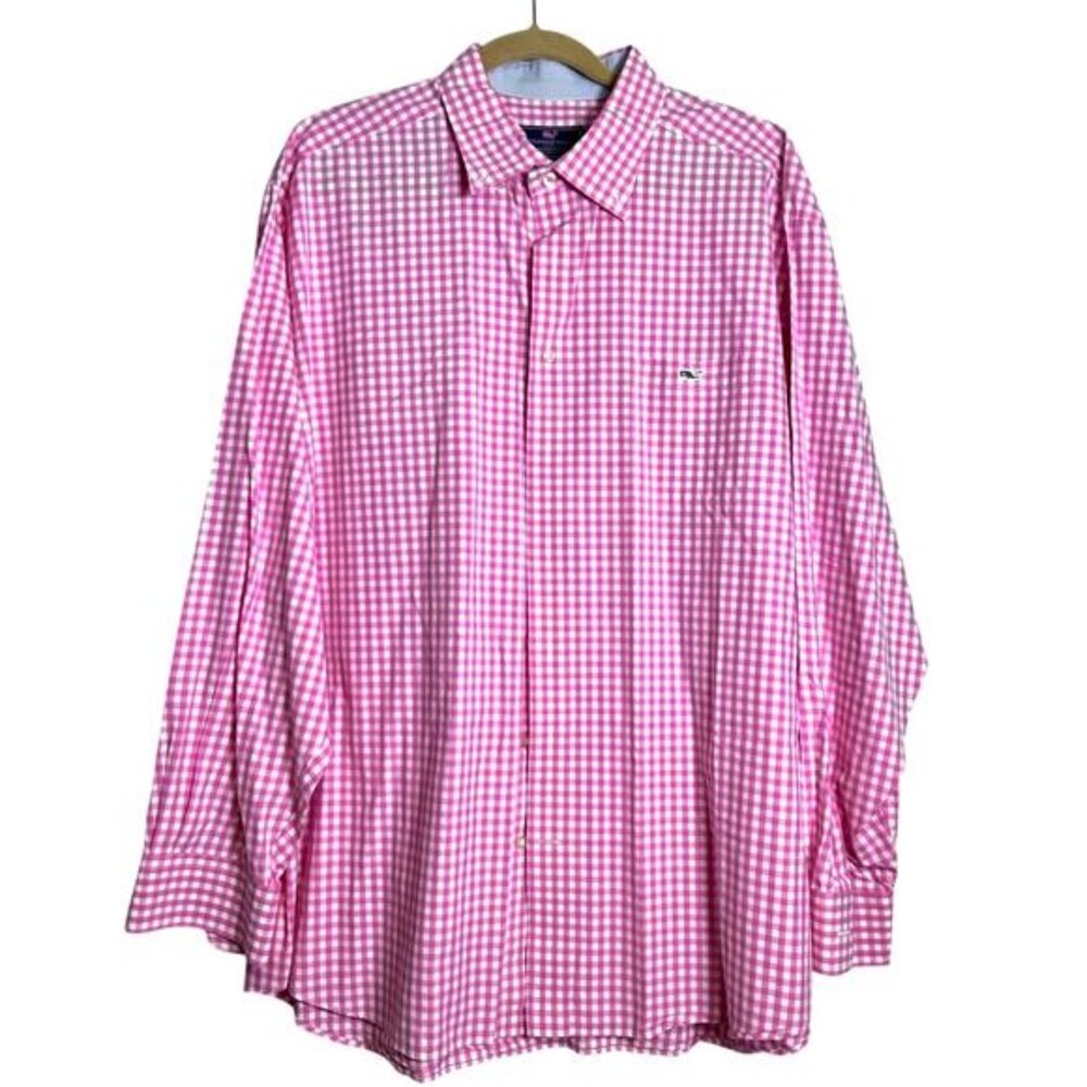 Vineyard Vines Pink Gingham Classic Fit Tucker Shirt Button Down, Size XX